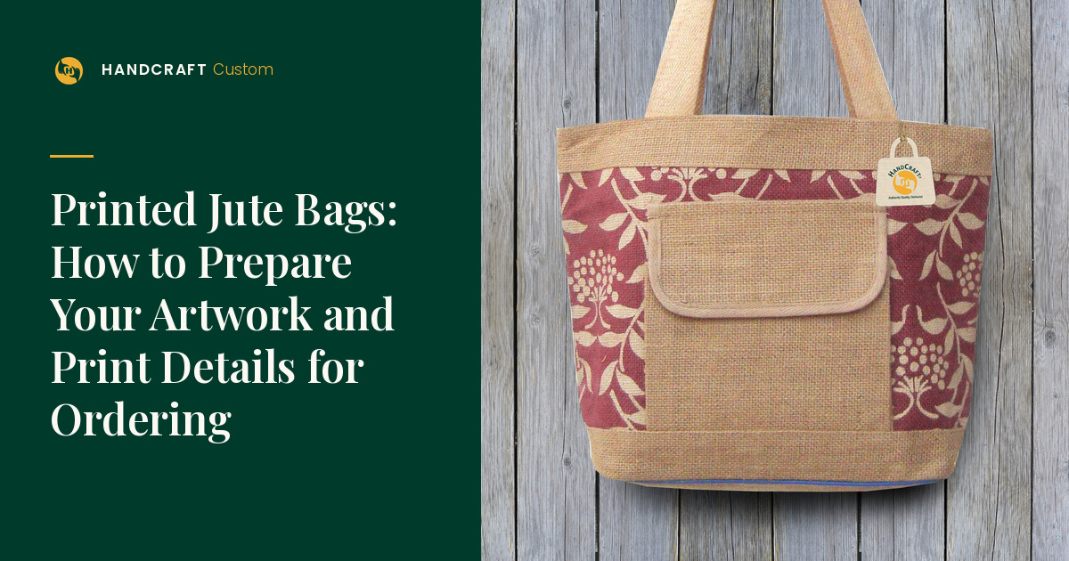 Printed Jute Bag by HANDCRAFT, showing printed artwork detail