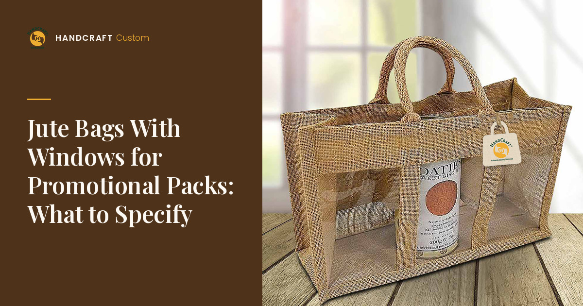 Jute Jar Bag With 3 Windows by HANDCRAFT, window pack for promotional contents