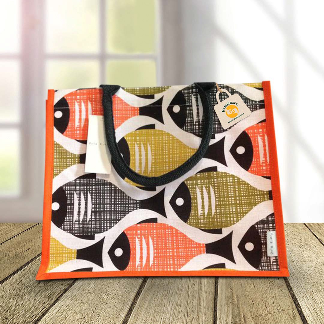 Bag with a large colourful fish design.