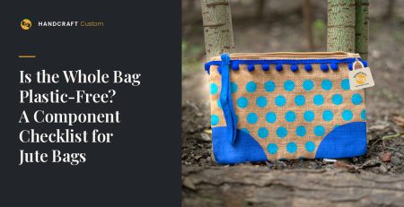 Jute Zipper Pouch by HANDCRAFT, zip and component details for a plastic-free check